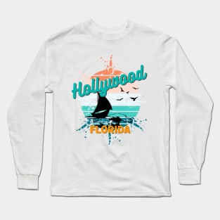 Hollywood Florida Retro Exploding Sunset Long Sleeve T-Shirt